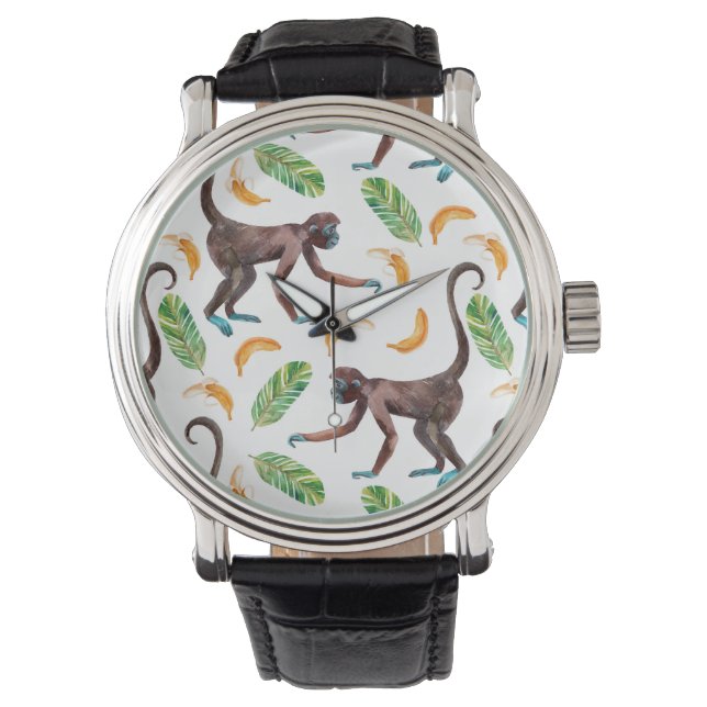 甘いサルがバナナをジャグリング 腕時計 (正面)
