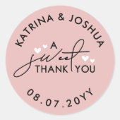 甘いサンキューダスティピンクハート結婚式の引き出物 ラウンドシール (正面)