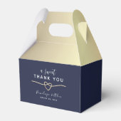 甘いサンキューネイビーブルー結婚式の引き出物ボックス フェイバーボックス (裏面サイド)