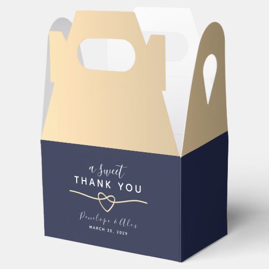 甘いサンキューネイビーブルー結婚式の引き出物ボックス フェイバーボックス (オープン)