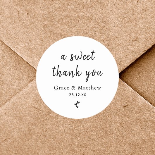 甘いサンキューミニマリスト結婚式の引き出物 ラウンドシール