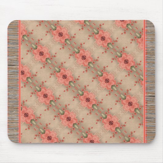 甘いサンゴ花のパターン(の模様が)あるネズミ敷物 マウスパッド (正面)