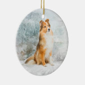 甘いシェットランド・シープドッグのクリスマスのオーナメント セラミックオーナメント (右)
