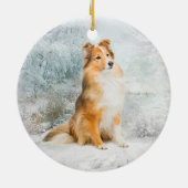 甘いシェットランド・シープドッグのクリスマスのオーナメント セラミックオーナメント (裏面)