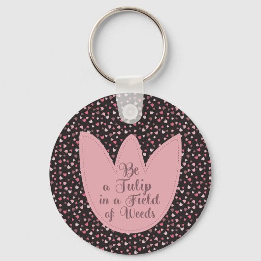 甘いシンプルピンクチューリップパターン – 全方向 キーホルダー (正面)