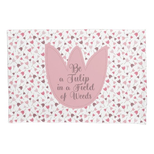 甘いシンプルピンクチューリップパターン – 全方向 枕カバー (正面)