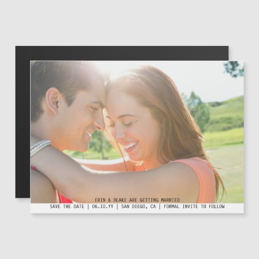 甘いシンプル写真の結婚式の日付を保存 マグネット招待状 (正面/裏面)
