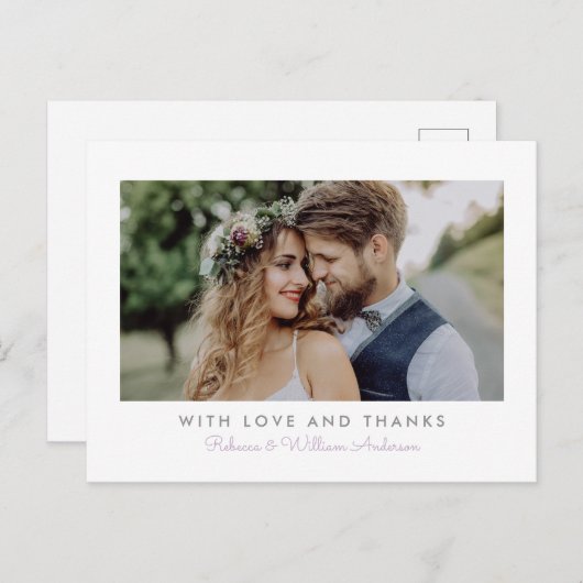 甘いシンプル結婚の写真ありがとうはがき ポストカード (正面/裏面)