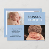 甘いシンプル誕生のお知らせ – 青 案内ポストカード (正面/裏面)