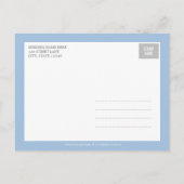 甘いシンプル誕生のお知らせ – 青 案内ポストカード (裏面)