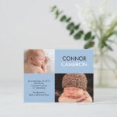 甘いシンプル誕生のお知らせ – 青 案内ポストカード (スタンド正面)