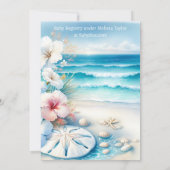 甘いシーサイドガールの赤ちゃんシャワー海岸をテーマに 招待状 (裏面)