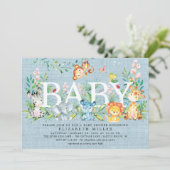 甘いジャングルアニマルズボーイズベビーシャワー招待状 招待状 (スタンド正面)
