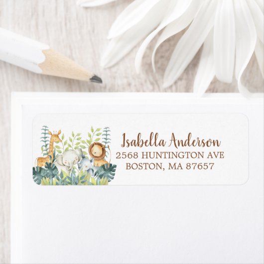 甘いジャングルアニマルベビーシャワー住所 シール (インサイチュ)