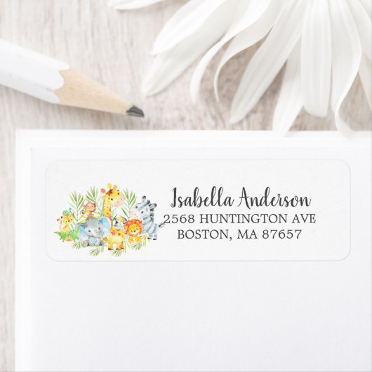 甘いジャングルアニマルベビーシャワー住所 シール (インサイチュ)