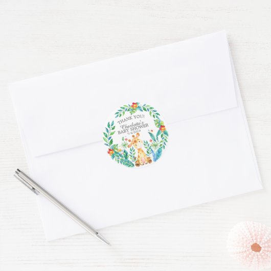 甘いジャングルキリン赤ちゃんシャワーありがとう ラウンドシール (封筒)