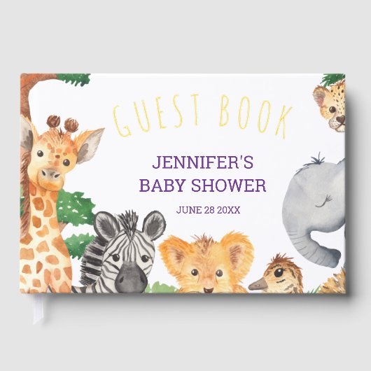 甘いジャングルサファリアニマルワイルドワンベビーシャワー ゲストブック (正面)