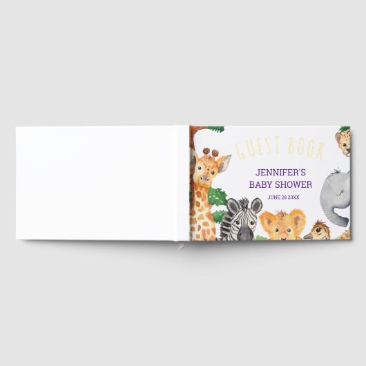 甘いジャングルサファリアニマルワイルドワンベビーシャワー ゲストブック (全面)