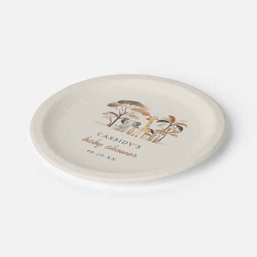 甘いジャングルサファリ動物の男の子の赤ちゃんシャワー ペーパープレート (アングル)