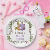 甘いジャングルサファリ動物の誕生日 ペーパープレート (パーティー)