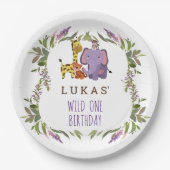 甘いジャングルサファリ動物の誕生日 ペーパープレート (正面)