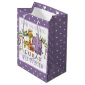 甘いジャングルサファリ動物の誕生日 ミディアムペーパーバッグ (正面アングル)