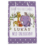 甘いジャングルサファリ動物の誕生日 ミディアムペーパーバッグ (正面)
