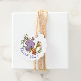 甘いジャングルサファリ動物ベビーシャワーありがとう フェイバータグ