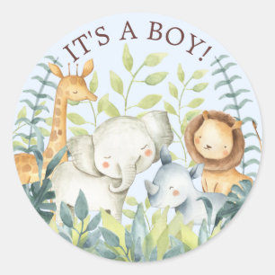 甘いジャングル動物それが男の子の好意ステッカー ラウンドシール