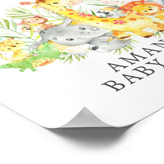 甘いジャングル動物ウェルカムベビーシャワーのポスター ポスター (角)