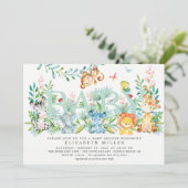 甘いジャングル動物ニュートラルベビーシャワー 招待状 (スタンド正面)