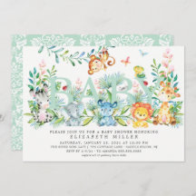 甘いジャングル動物ニュートラルベビーシャワー