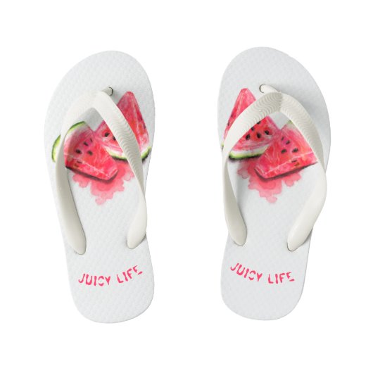 甘いジューシーなスイカのピース子供のビーチサンダル キッズビーチサンダル (フットベッド)