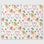 甘いジンジャーブレッドのクッキー及びキャンデーの包装紙 ラッピングペーパー (フラット)