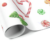 甘いジンジャーブレッドのクッキー及びキャンデーの包装紙 ラッピングペーパー (ロールコーナー)