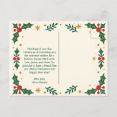 甘いジンジャーブレッドクッキーHollyベリーのクリスマス シーズンポストカード (裏面)