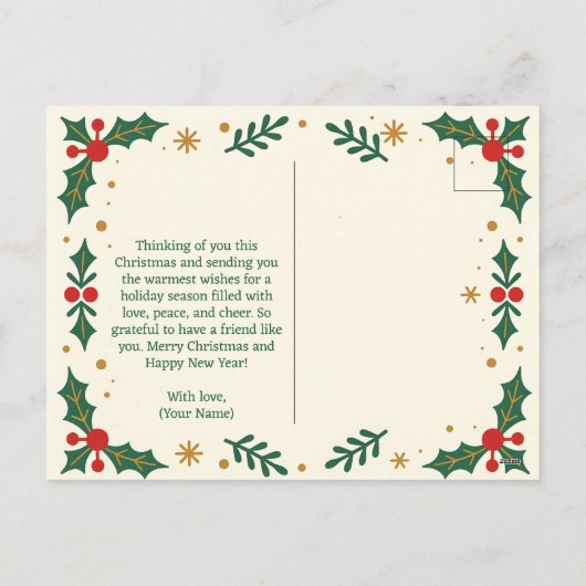 甘いジンジャーブレッドクッキーHollyベリーのクリスマス シーズンポストカード (裏面)
