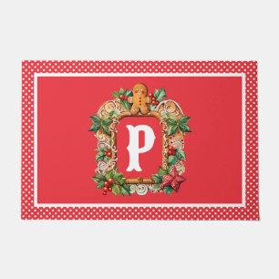 甘いジンジャーブレッドモノグラム ドアマット