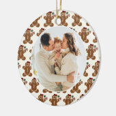 甘いジンジャーブレッド女の子フレームファミリークリスマス セラミックオーナメント (左)