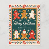 甘いジンジャーブレッド家族のクリスマスグリーティング ポストカード (正面)