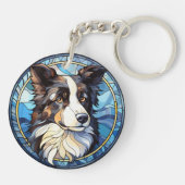 甘いステンドグラスのオーストラリアの羊飼い犬 キーホルダー (裏面)