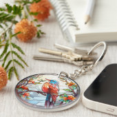 甘いステンドグラスのカワセミ キーホルダー (正面右)