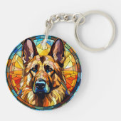甘いステンドグラスのドイツの羊飼い犬 キーホルダー (裏面)