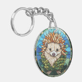 甘いステンドグラスのハリネズミ キーホルダー (正面左)