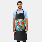 甘いステンドグラスのブルーバード エプロン (着用した状態)