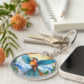 甘いステンドグラスのブルーバード キーホルダー (正面右)