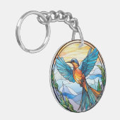 甘いステンドグラスのブルーバード キーホルダー (正面左)