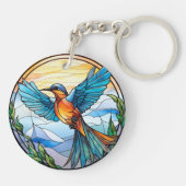 甘いステンドグラスのブルーバード キーホルダー (裏面)