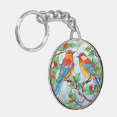 甘いステンドグラスのブルーバード キーホルダー (正面左)
