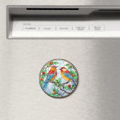 甘いステンドグラスのブルーバード マグネット (インサイチュ (食洗機))